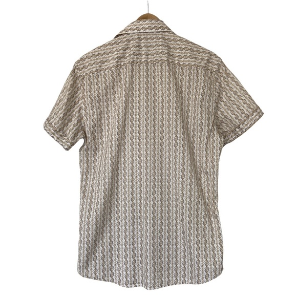 MICHEL MARTIN MENS BUTTON DOWN SHORT SLEEVE PAISLEY SHIRT, 100% COTTON, MEDIUM - Picture 2 of 8